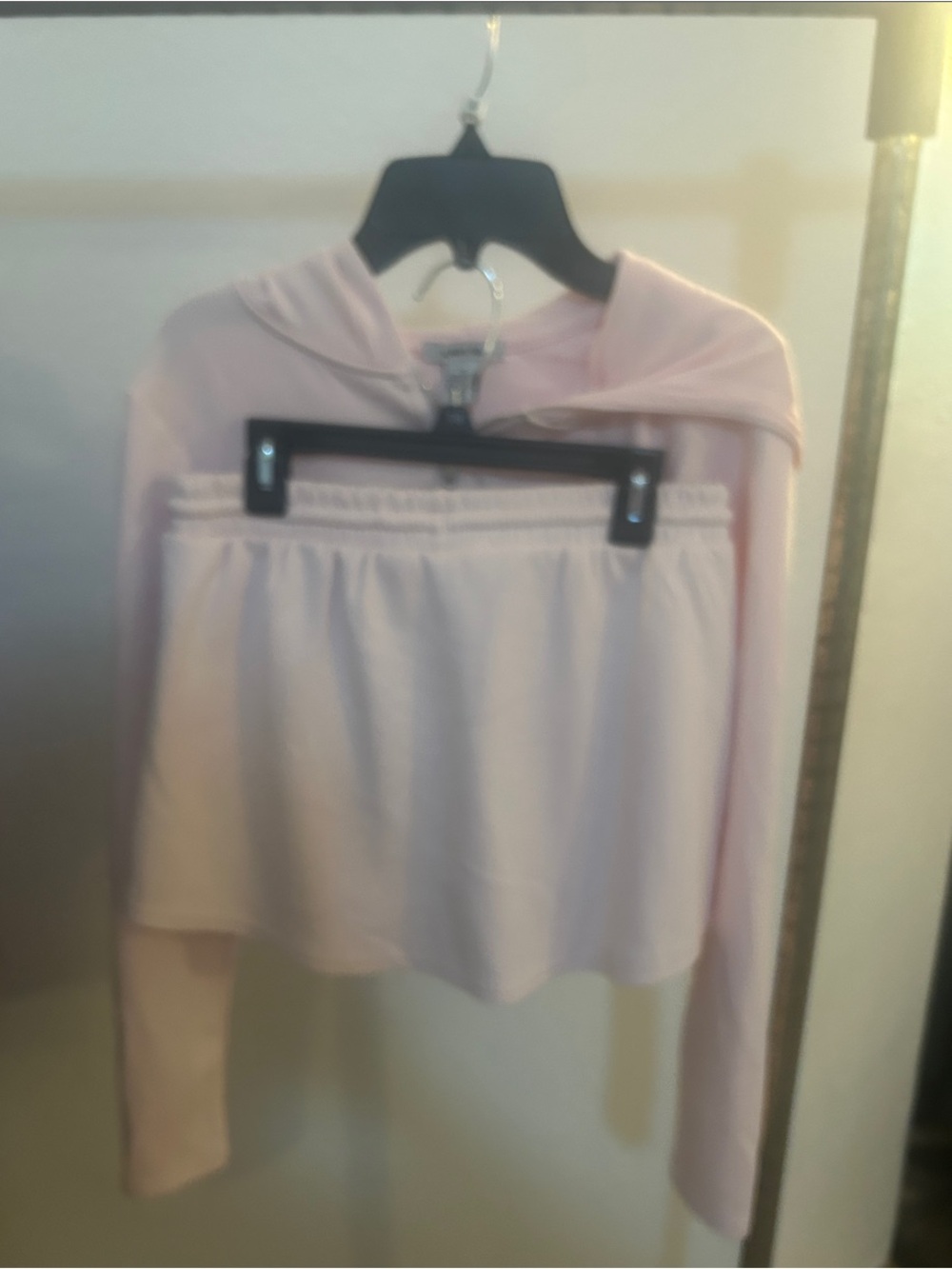 Light Pink Cropped Hoodie - Women Tops
